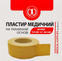Пластырь медицинский на тканевой основе 5мх2см ТМ "1" 1шт