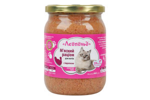 Рацион мясной для котов с индейкой Классическая серия Леопольд с/б 460г