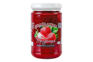 Фрукты измельченные с сахаром Клубника Здорова родина с/б 350г