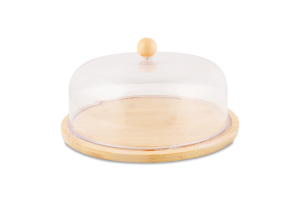 Таця бамбук кругла пластикова кришка 25см