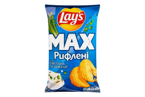 Чипсы картофельные Сметана и лук Рифленые Max Lay's м/у 95г