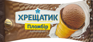Мороженое 12% пломбир в вафельном стаканчике Шоколадный Золотой стандарт Хрещатик м/у 90г