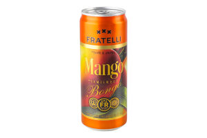 Напій винний 0.33л 6-6.9% білий напівсолодкий ігристий Mango Bongo Fratelli з/б