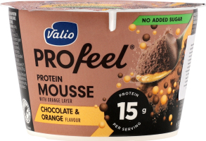 Мусс протеїновий Шоколад та апельсин безлактозний 150г стакан Valio PROfeel