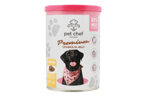 Корм д/дорослих собак Premium шматочки з куркою в желе 415г ж/б Pet Chef