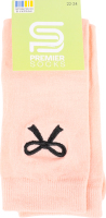 Гольфи підліткові з вишитим бантиком Premier Socks 22-24 персиковий
