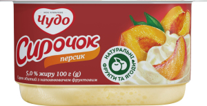 Творожок 5% взбитый с наполнителем фруктовым Персик Чудо ст 100г