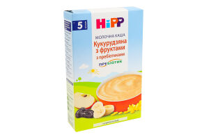Каша молочна для дітей від 5міс з пребіотиками Кукурудзяна з фруктами Hipp к/у 250г