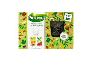 Набор Напиток фруктово-травяной Variation yellow + Чай черный ассорти + Чашка стеклянная 340мл Pickwick к/у 3шт