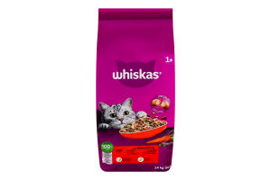 Корм сухий повнораціонний для дорослих котів З яловичиною Whiskas кг