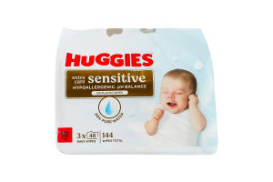 Серветки вологі дитячі Sensitive Extra care Huggies 3х48шт