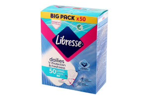 Прокладки ежедневные гигиенические поглощающие Long Dailies V-Protection&Freshness Libresse 50шт