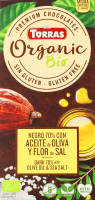Шоколад Organic Bio чорний 70%какао з оливковою олією та морською сіллю 100г Torras