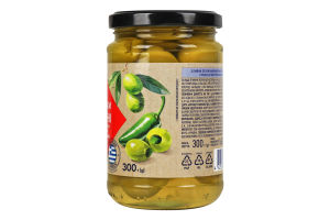 Оливки Премія зелені фаршировані перцем халапеньйо