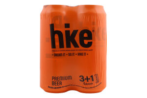 Пиво 4х0.5л 4.8% світле пастеризоване Преміум Hike м/у
