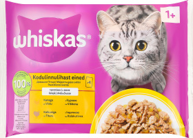 Набір кормів консервованих для дорослих котів з куркою, з індичкою в желе Whiskas м/у 4х85г