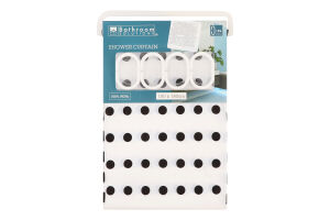 Штора для ванной комнаты с крючками в горошек 180х180см №CY2300340 Bathroom Solutions 1шт в ассорт
