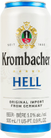 Пиво 0.5л 5% світле фільтроване пастеризоване Hell Krombacher з/б