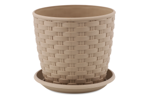 Горщик д/квітів Ротанг какао з підставкою 12*11см арт114055 Алеана