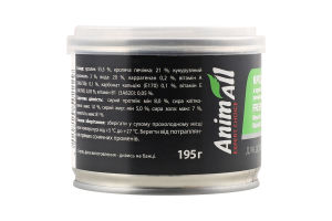 Корм д/дорослих собак з кролем та кролячою печінкою 195г ж/б AnimAll