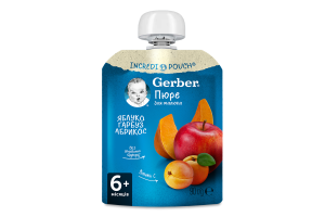 Пюре фруктово-овощное для детей от 6мес витаминизированное гомогенизированное Яблоко, тыква, абрикос Gerber д/п 90г