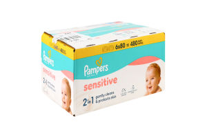 Салфетки влажные детские Sensitive Pampers 6х80шт