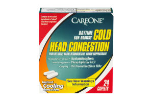 CareOne Daytime Non-Drowsy Cold Head Congestion Caplets - 24 CT