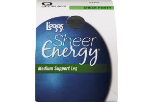 L'eggs Sheer Energy Medium Support Leg Sheer Panty Q Off Black