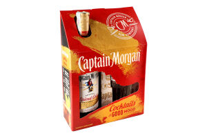 Набор Напиток алкогольный 1л 35% на основе карибского рома Spiced gold + 1 стакан 340мл Captain Morgan к/у 2шт