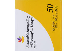 Ahold Reclosable Storage Bag with Pumpkin Design Double Zipper - 50 CT