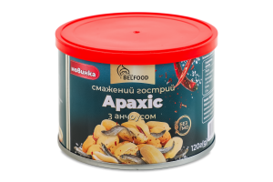 Арахіс смажений гострий з анчоусом BelFood з/б 120г