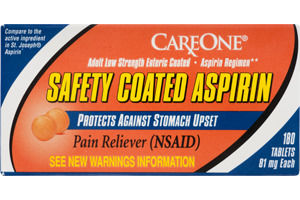 CareOne Safety Coated Aspirin Adult Low Strength Pain Reliever - 180 CT