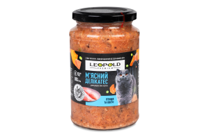 Корм д/котів М'ясний делікатес Преміум беззерновий з птицею та овочами 400г твіст/б Леопольд