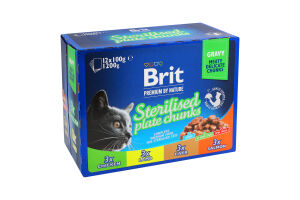 Корм д/стерилізованих котів Стерильна тарілка 4смаки 12*100г пауч Бріт Преміум