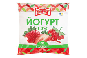 Йогурт 1% с сахаром и наполнителем Клубника Злагода м/у 400г