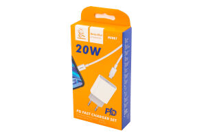 Пристрій зарядний мережевий білий 20W 3,6A USB-C Type-C-Type-C DC06T Denman