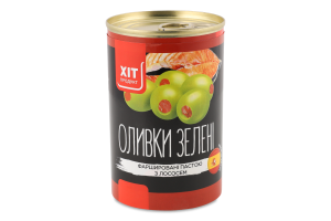 Оливки зелені фаршировані лососем Хіт продукт з/б 300г