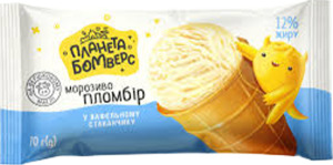 Морозиво Планета Бомверс Пломбір стакан 70г