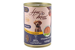 Корм д/цуценят з куркою 400г ж/б How Meow