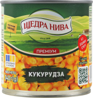 Кукуруза сахарная из целых зерен консервированная стерилизованная Суперсладкая Премиум Щедра нива в/с ж/б 340г