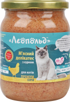 Корм консервированный для котов Мясной деликатес с курицей Премиум Леопольд с/б 500г