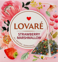 Чай зеленый листовой байховый с ягодами лепестками цветов и ароматом земляники Клубничный зефир Lovare к/у 15х2г