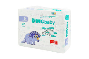 Підгузники для дітей 16кг+ 6 Dinobaby 32шт