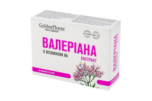 Добавка дієтична Валеріана екстракт з вітаміном В6 50таблеток Голден фарм