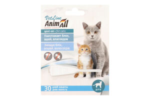 Капли для наружного применения для котов до 4кг VetLine AnimAll 0.5мл