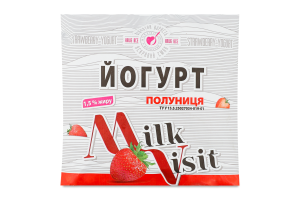 Йогурт з наповнювачем Полуниця 1,5% 400г п/е Milk Visit