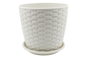 Горщик д/квітів Ротанг світло-бежевий з підставкою 16*15см арт114056 Алеана