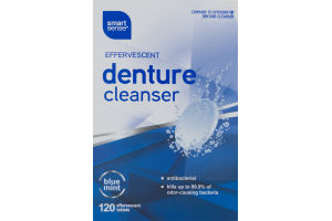 Smart Sense Effervescent Denture Cleanser Tablets Blue Mint - 120 CT
