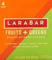 Larabar The Original Fruit & Nut Food Bar Fruit + Greens Mango Spinach Cashew - 4 CT