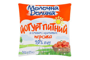 Йогурт 1% питний зі смаком і ароматом персика Молочна Долина м/у 350г